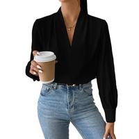 EVALESS Long Sleeve Shirts for Women Casual V Neck Dressy Chiffon Blouses Loose Fit Work Spring Summer Blouse Tops 2025 Women...