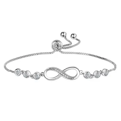 AELNEN 925 Silver Jewelry Love Bracelet for Women - Adjustable Slider with Cubic Zirconia Charm Link, Gift-Ready Accessory fo...