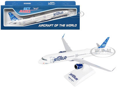 Airbus A321neo Commercial Aircraft JetBlue (N4048J) White with Blue Tail (Snap-Fit) 1/150 Plastic Model by Skymarks