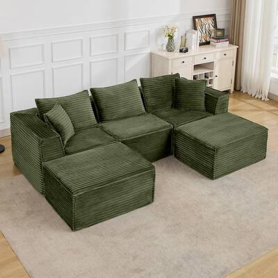 Garvee 107 Modular Sectional Sofa, Modern Cloud Sectional Couch with Deep Seat, U-Shape Boneless Couch with Chaise for Livin...