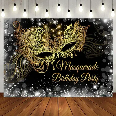 Gold Masquerade Glitter Silver Birthday Backdrop - Aperturee
