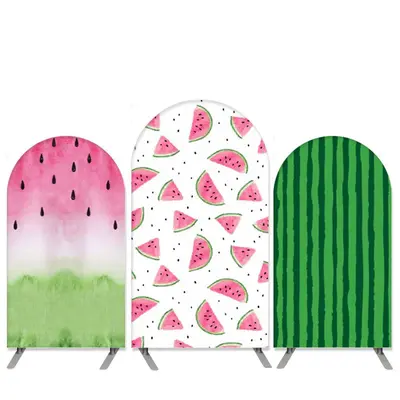 Aperturee Summer Watermelon Theme Pink Green Birthday Arch Backdrop Kit | Custom Chiara Arched Covers | Diy Backdrop Cover | ...