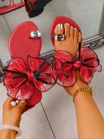 Women's Fashionable Butterfly Design Flat Sandals, Casual Lace Up Sandals for Summer, Lightweight Comfortable Outdoor Slipper...