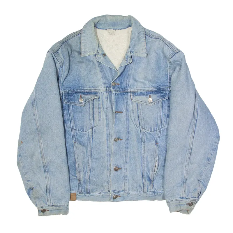BUENOS LIBERTO Sherpa Lined Denim Jacket Blue Mens L