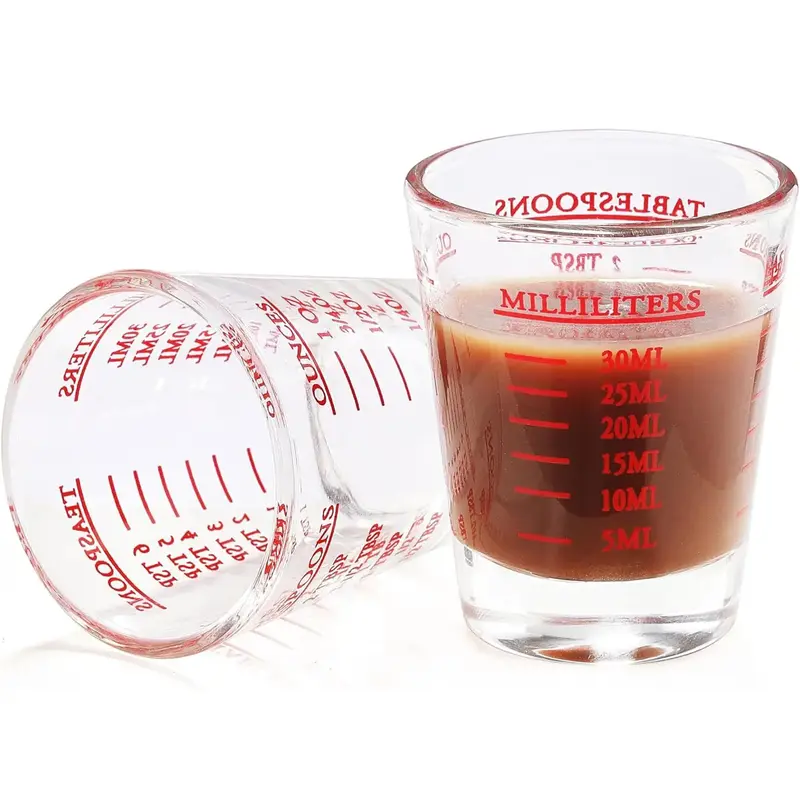Measuring Shot Glass, 2 Counts/set Measuring Cup Set, Measuring Spoon, Espresso Shot Glasses, Liquid Glass Wine Glasses, Kitc...