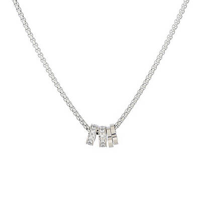 Stainless Steel Micro Pave Cubic Zirconia Ring Pendant Necklaces