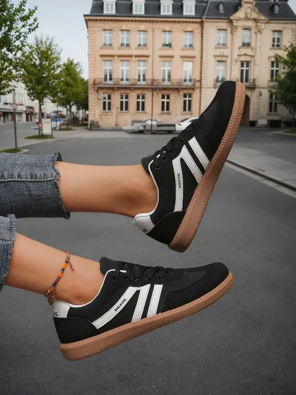 Women's Lightweight Soft Comfortable Training Shoes, Anti-Slip Durable Sporty Sneakers, All Season PU Rubber Sole Footwear