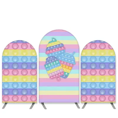 Aperturee Pop It Theme Ice Cream Birthday Party Arch Backdrop Kit | Custom Arched Wall Covers | Circle Arch Backdrop Diy | Di...