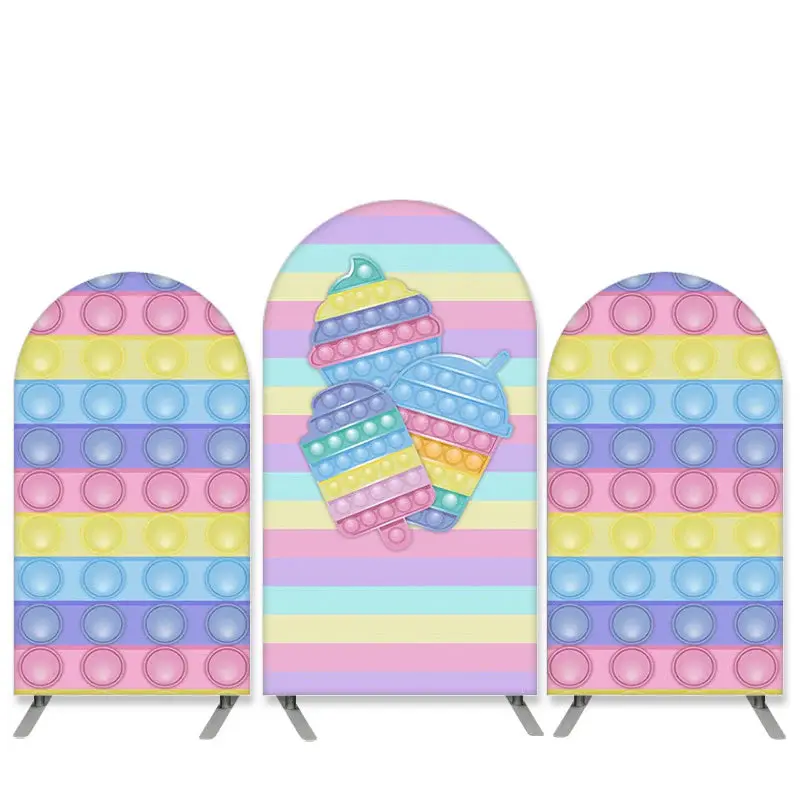 Aperturee Pop It Theme Ice Cream Birthday Party Arch Backdrop Kit | Custom Arched Wall Covers | Circle Arch Backdrop Diy | Di...