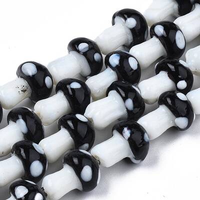 Mushroom Handmade Lampwork Beads Strands