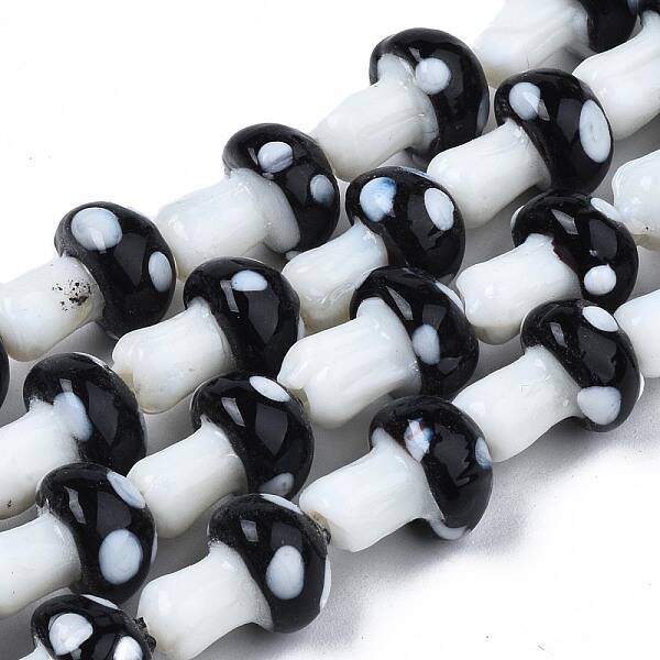 Mushroom Handmade Lampwork Beads Strands