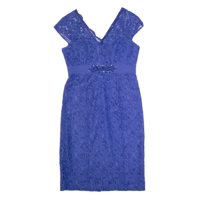 MONSOON Womens Pencil Dress Blue Nylon Sleeveless Midi M