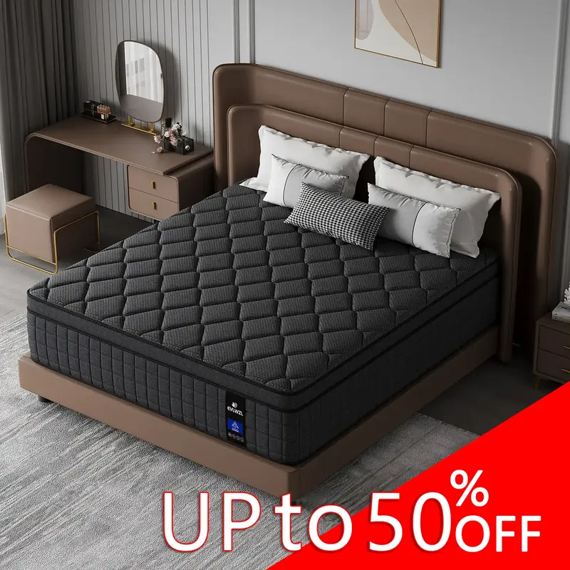 【Yima】8/10/12/14 Inch Twin, Full, Queen, King Mattress Memory Foam And Spring, Hybrid MattressMedium Firmness, Lumbar Sup...