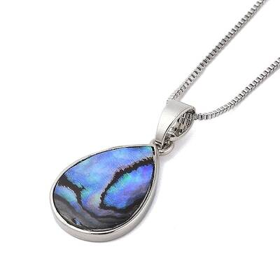 Rack Plating Natural Paua Shell Pendants Necklace