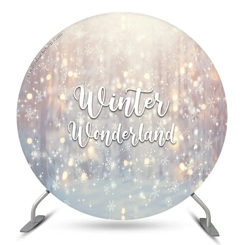 Aperturee Bokeh Snowy Winter Wonderland Round Holiday Backdrop | Party Curtain Backdrop | Party Decoration | Backdrop Sunflow...