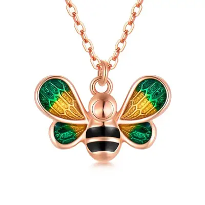 18K Rose Gold Bees Pendant Necklace