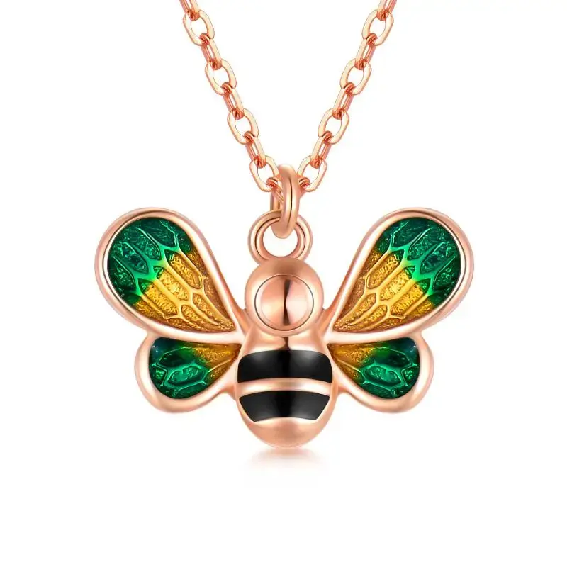 18K Rose Gold Bees Pendant Necklace