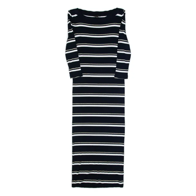 MASSIMO DUTTI Womens Bodycon Dress Blue Striped Long Sleeve Long S