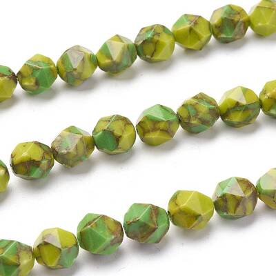 Synthetic Gold Line Turquoise Beads