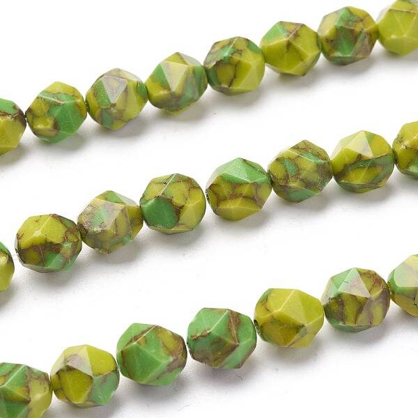 Synthetic Gold Line Turquoise Beads