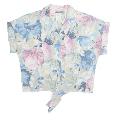 CONNECTIONS Womens Printed Shirt Blue Collared 90s Floral S