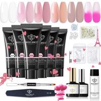 [Final Clearance!]Modelones 13Pcs Poly Nail Extension Gel Kit, 6 Colors 15g Builder Extension Gel with Mini Nail Lamp brush S...