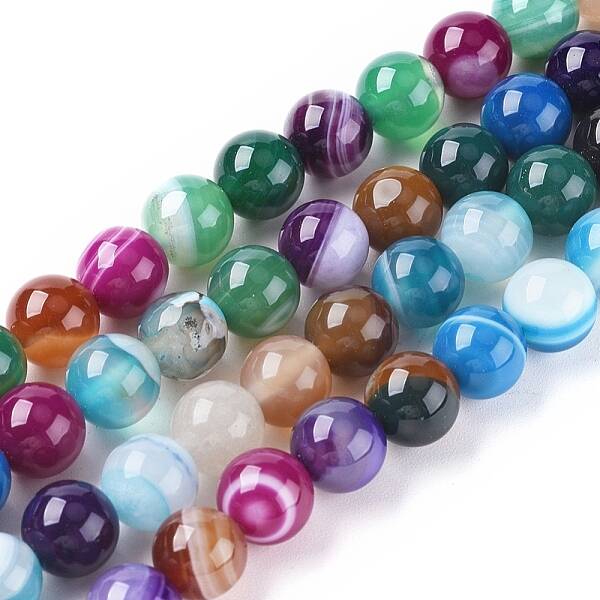 Natural Striped Agate/Banded Agate Beads Strands