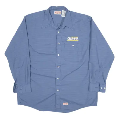 RED KAP Worker Shirt Blue Check Long Sleeve Mens L