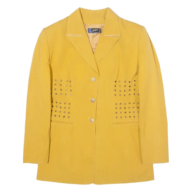 MONTOMA Womens Blazer Jacket Yellow 90s UK 16