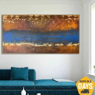 Large Original Abstract Landscape Paintings On Canvas Textured Countryside Painting Modern Stream Artwork Oil Painting | STRE...
