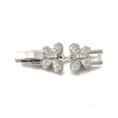Brass Micro Pave Clear Cubic Zirconia Fold Over Clasps