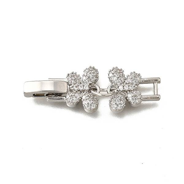 Brass Micro Pave Clear Cubic Zirconia Fold Over Clasps