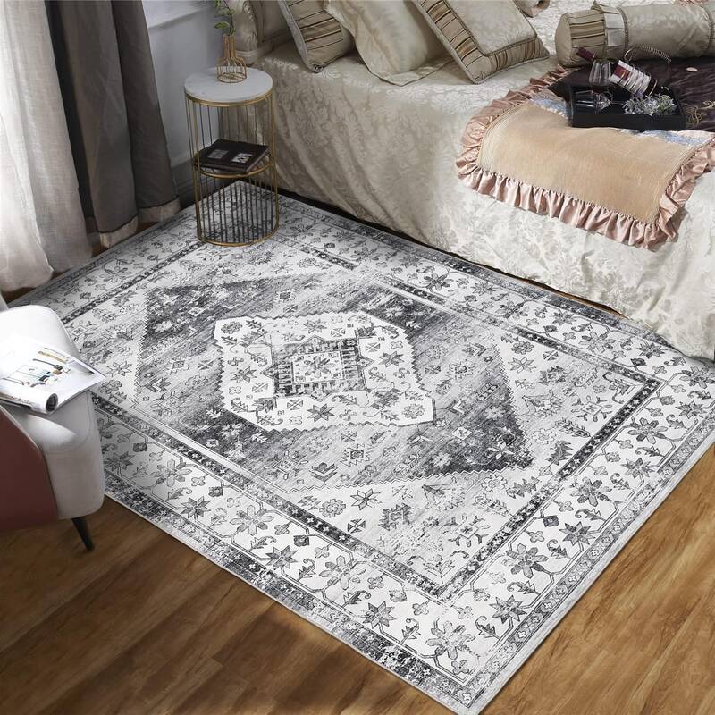 Garvee Rug 5x7 Living Room Rug Washable Rugs for Bedroom Ultra-Soft Indoor Kitchen Rug Vintage Floral Distressed Carpet Non S...