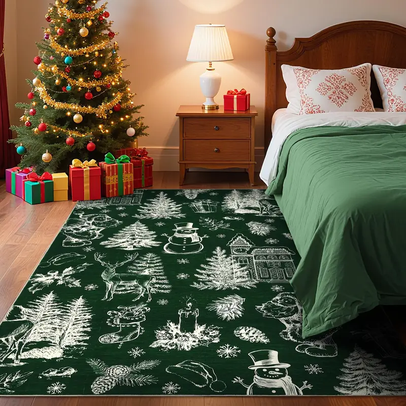 Garvee Christmas Rug Thin Washable Rug with Non Slip Rubber Backing, Low Pile Soft Indoor Carpet, Non Shedding Foldable Print...