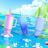 Meoky 40oz Tumbler - Leakproof Stainless Steel Mug with Handle & Straw Lid - Multicolor Silicone Bottled Portable Design Drin...