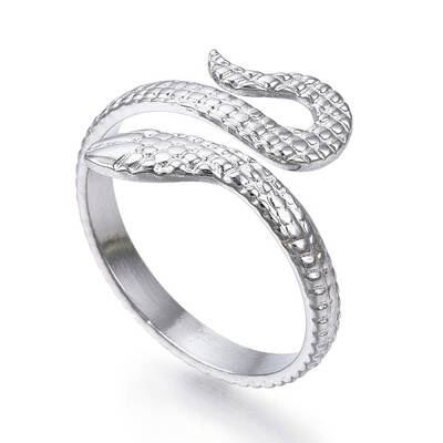 Non-Tarnish 304 Stainless Steel Snake Open Cuff Ring