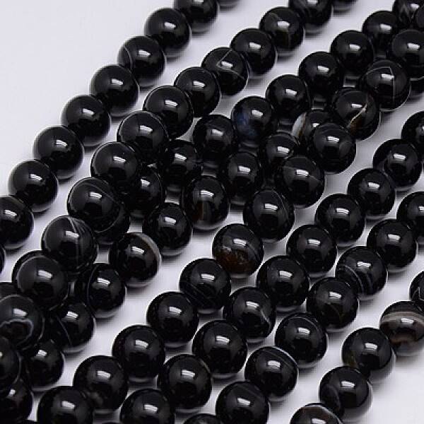 Natural Black Agate Beads Strands