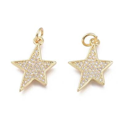 Brass Micro Pave Clear Cubic Zirconia Pendants