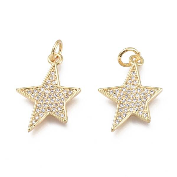 Brass Micro Pave Clear Cubic Zirconia Pendants