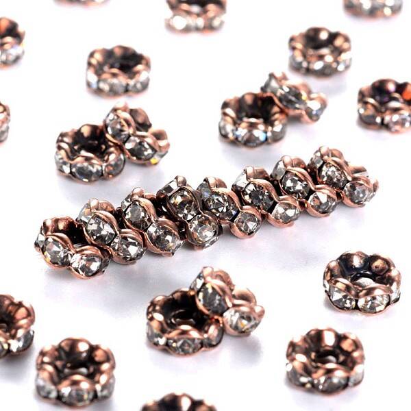 Brass Rhinestone Spacer Beads