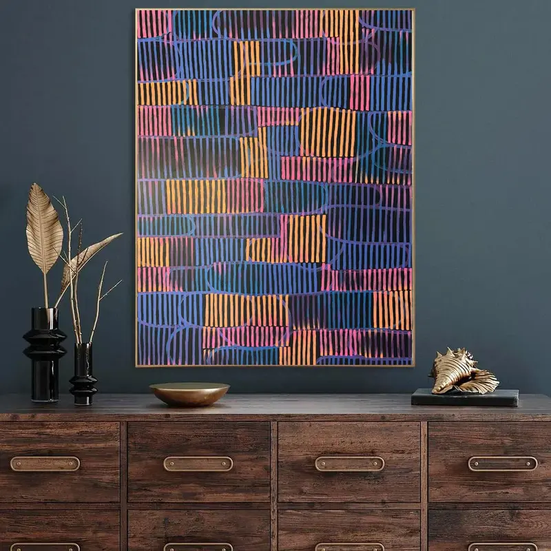 Original Colorful Acrylic Wall Art Minimalist Splashes Abstract Lines Oainting Modern Wall Decor | EXTREMIS