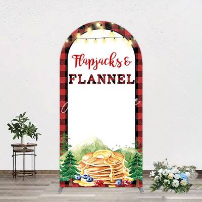 Aperturee Red Plaid Lighted Flapjacks Flannel Arch Backdrop, 1.6X4FT(0.5X1.2M), 38.18 USD, arch backdrop kit, GAH0B180-A