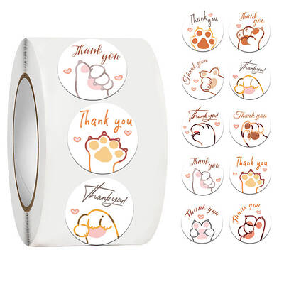 500Pcs Cat Theme Roll Stickers