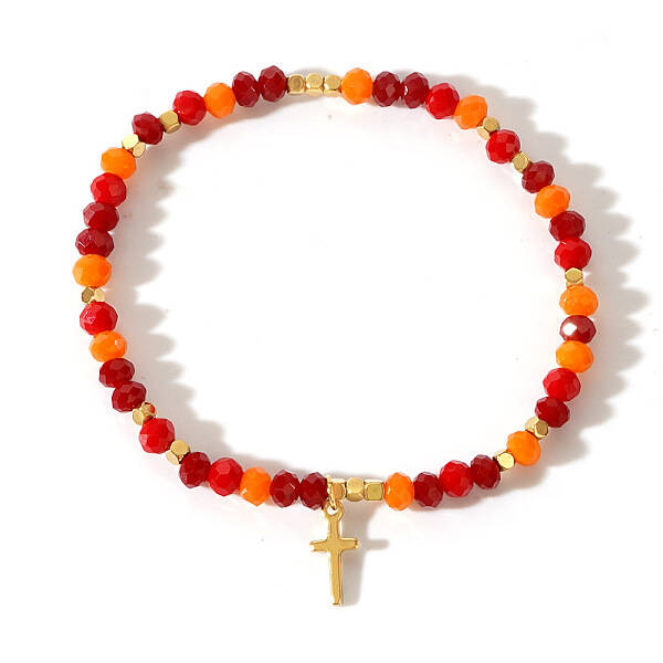 Glass Beads Stretch Bracelets Cross Jewelry for Women