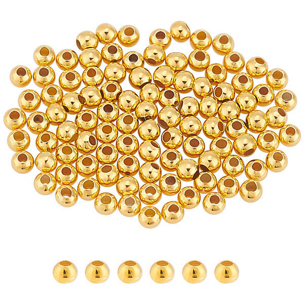 100Pcs Round 925 Sterling Silver Spacer Beads