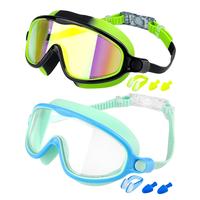 Rantizon Kids Swim Goggles 2 Pack, Wide View for Ages 3-15, Anti-Fog & UV Protection, Comfortable Fit, Easy to Wear, Perfect ...