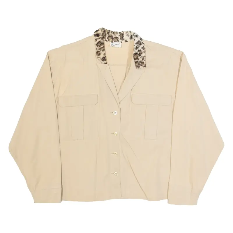 Womens Blouse Beige V-Neck Long Sleeve L