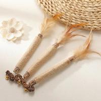Feather Cat Chew Stick Toy, Natural Silvervine Sticks Cat Toys with Bell, Catnip Cat Chew Toys Teeth Cleaning, Matatabi Cat T...