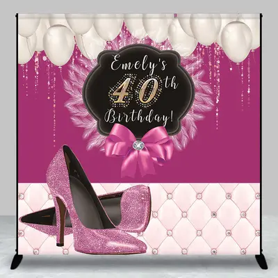 Personalized Purple High Heel 40Th Birthday Backdrop - Aperturee