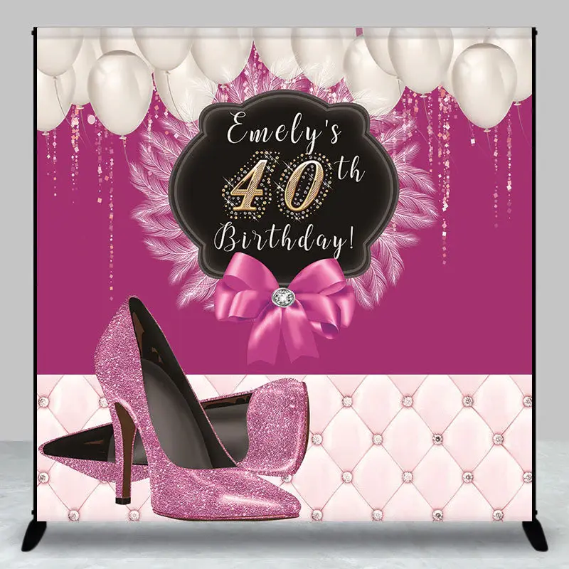 Personalized Purple High Heel 40Th Birthday Backdrop - Aperturee